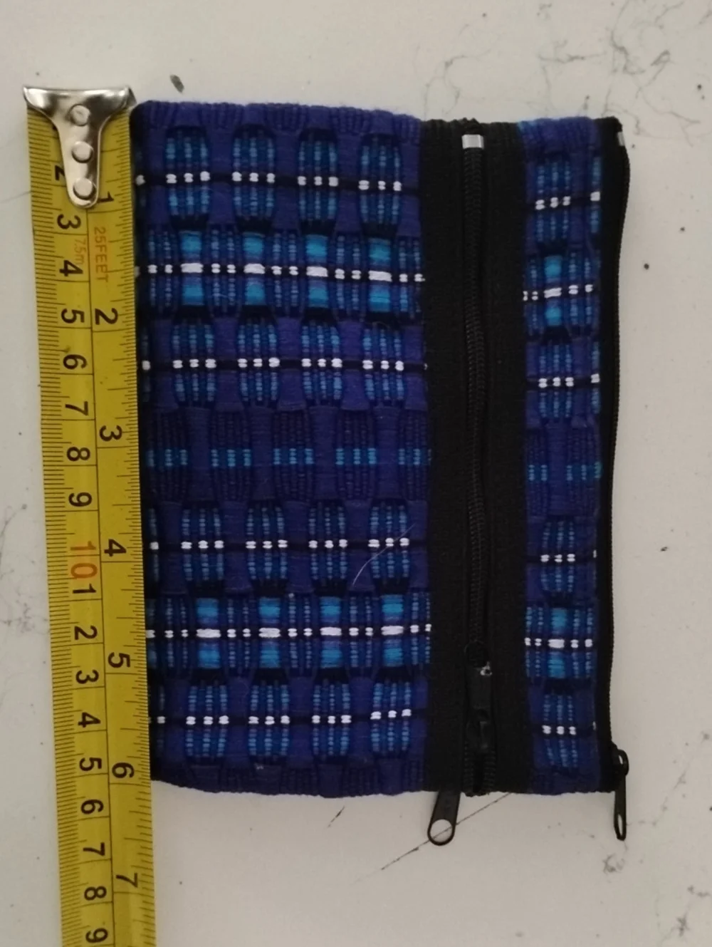 Blue Woven Zipper Pouch